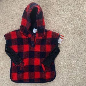 Cat & Jack NWT plaid poncho & glitter tee
